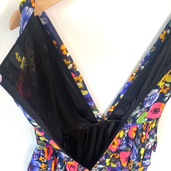 (A53) NEW Passion Fusion Floral Ruffled Deep V-Neck front Romper, Sz Small, NWOT - Picture 9 of 13